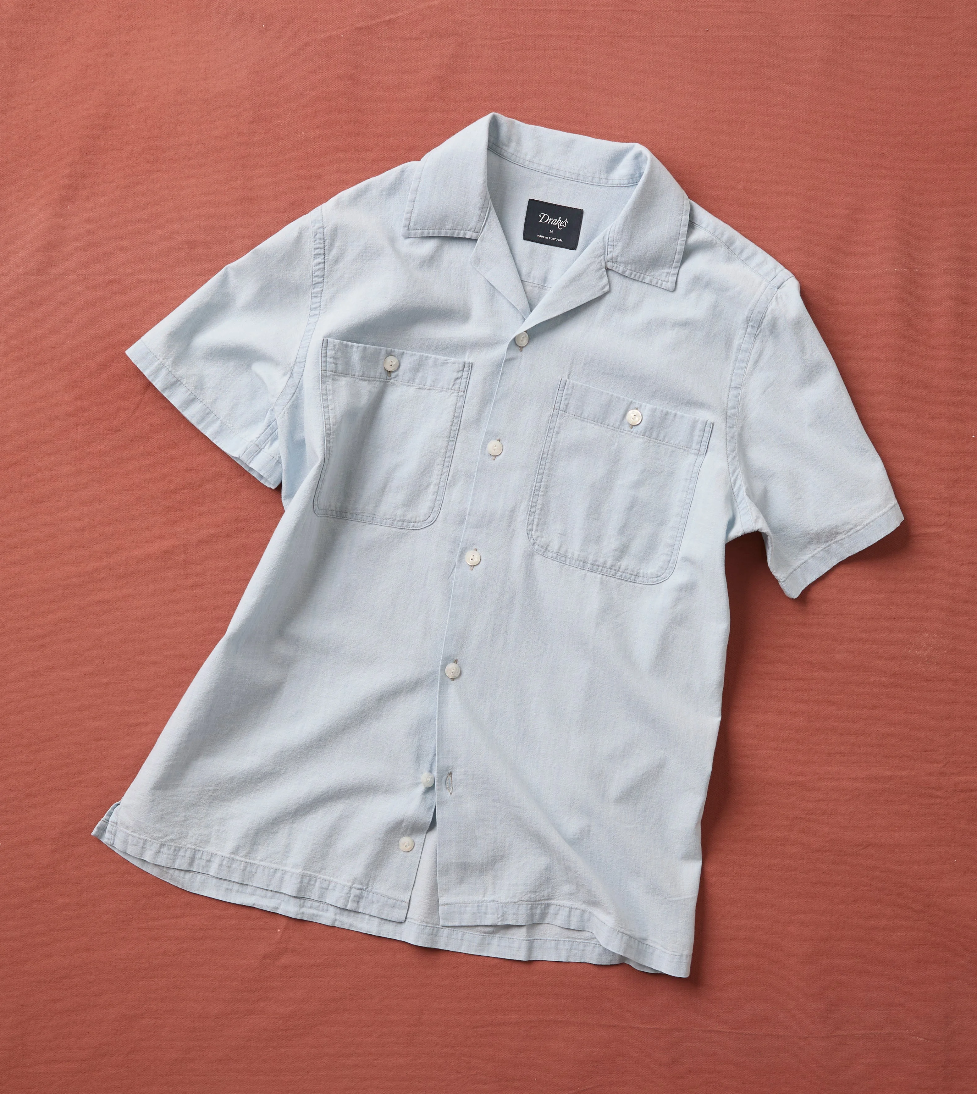Blue Chambay Short Sleeve Camp Collar Shirt - 1