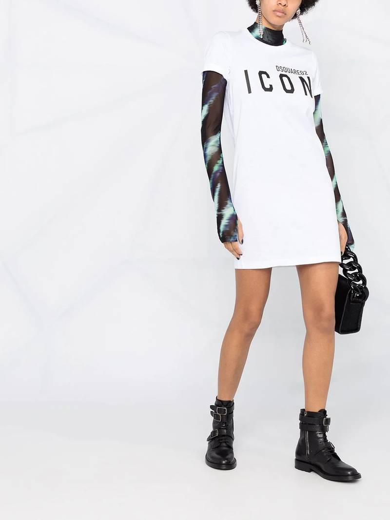 DSQUARED2 long-print T-shirt dress outlook