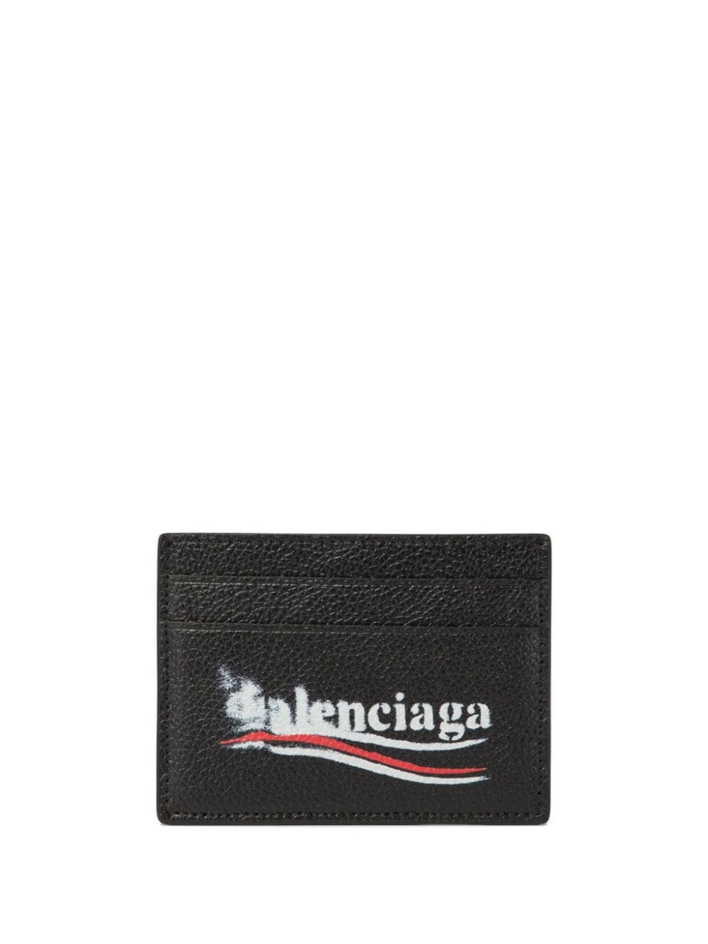 smudged logo-print leather cardholder - 1