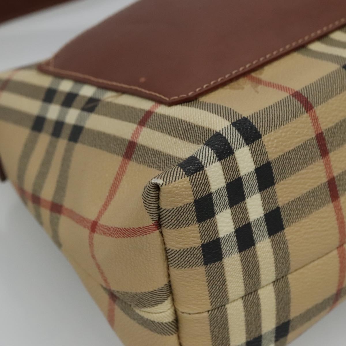 Burberry Nova Check Shoulder Bag Pvc Leather Beige Brown - 11
