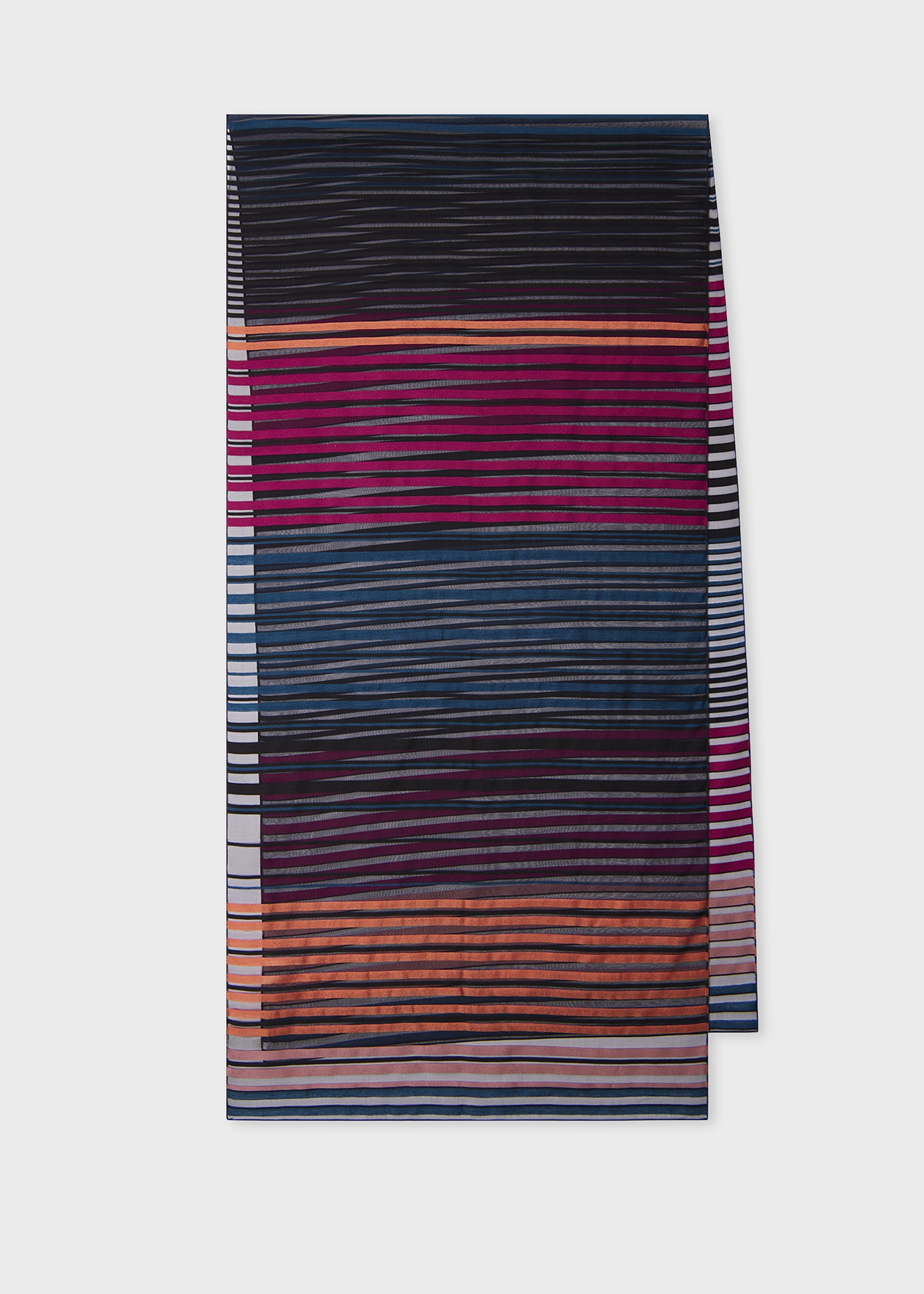 Women's Silk-Blend Multicolour Stripe Sheer Scarf - 1