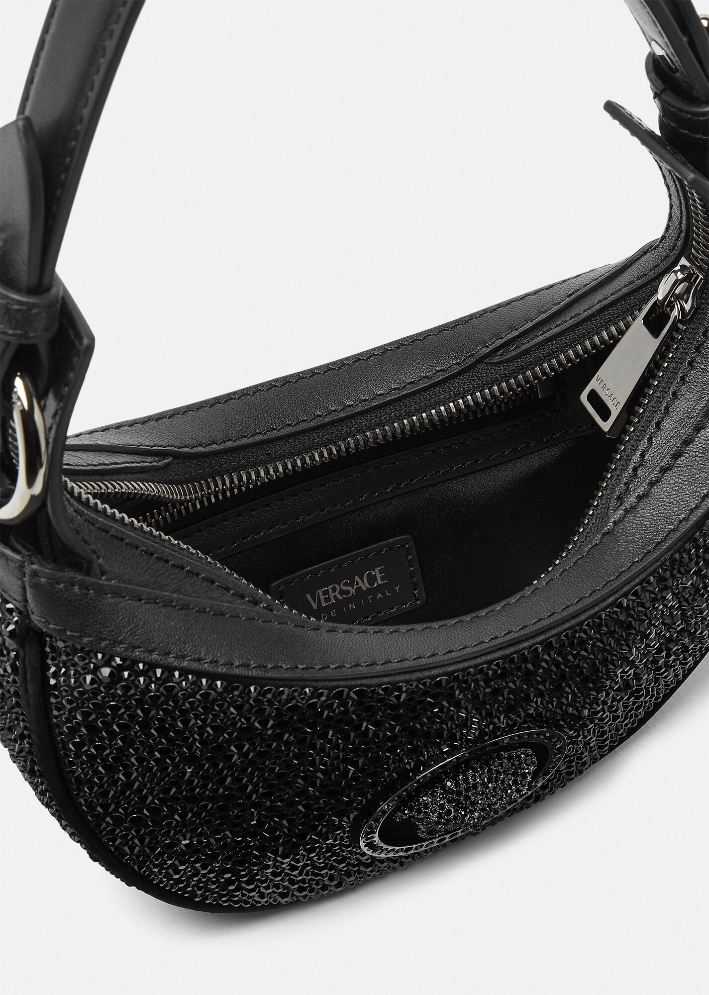 VERSACE Crystal Repeat Mini Hobo Bag | REVERSIBLE