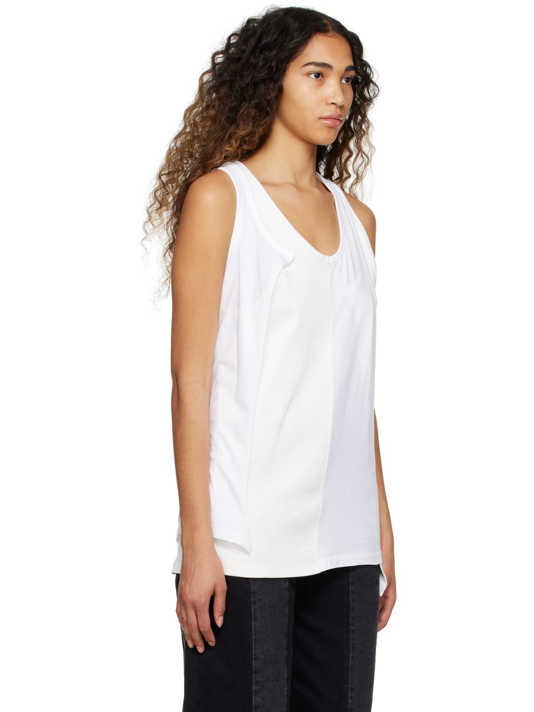 White Spliced Tank Top - 2