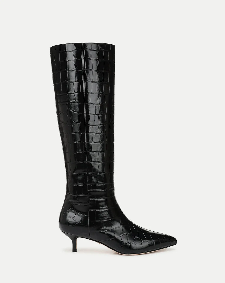 LISA CROC-EMBOSSED TALL BOOT - 1