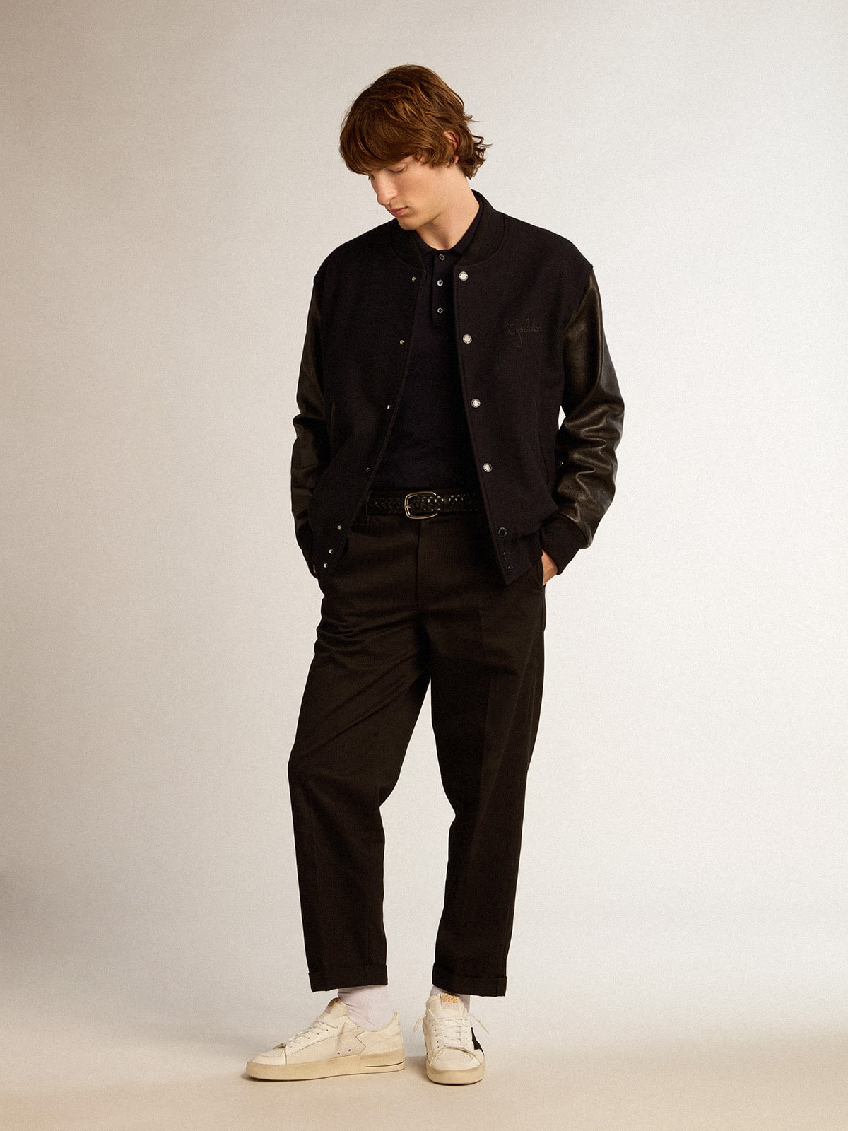 Men's black cotton chinos - 3