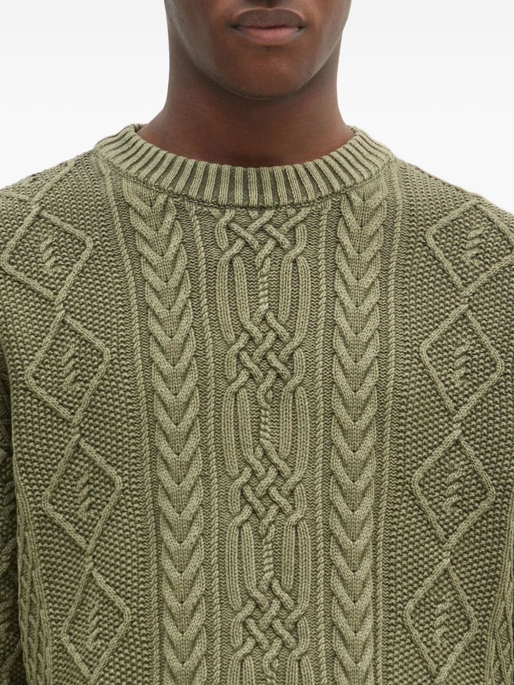 cable-knit diamond-pattern jumper - 4