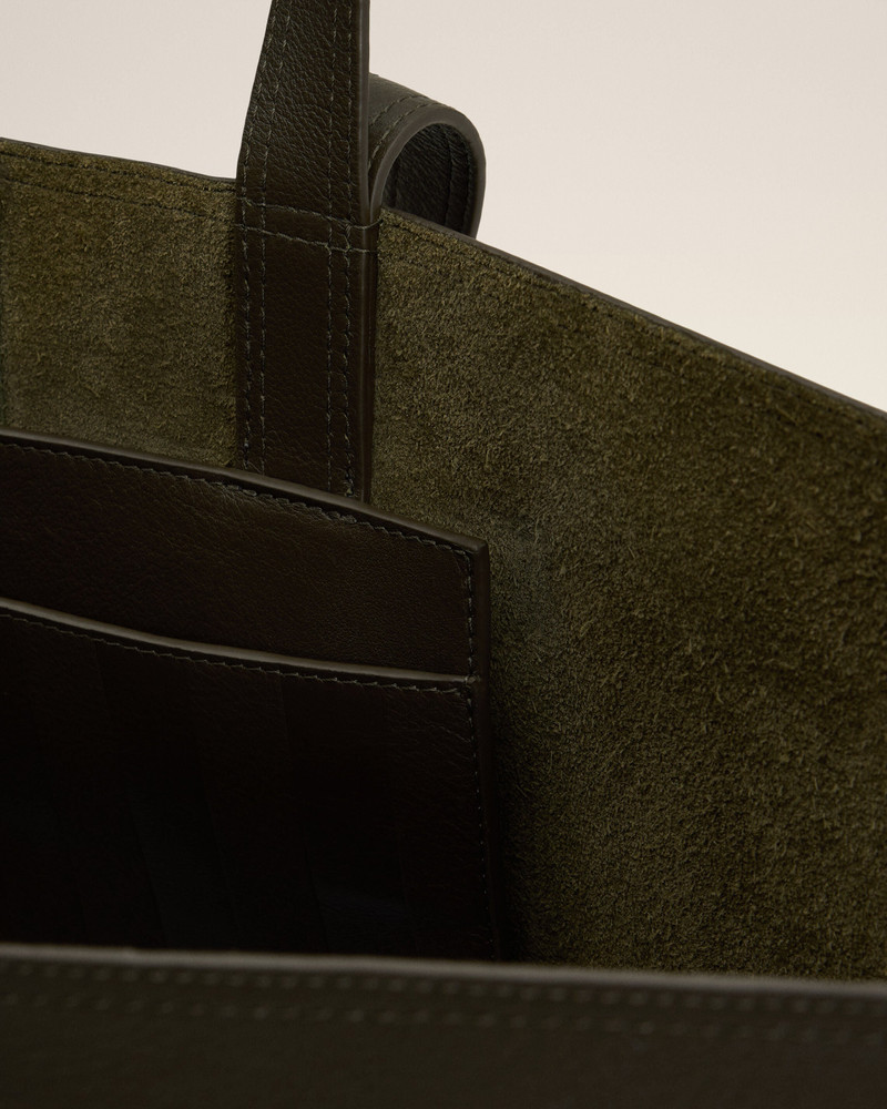 GREEN LEATHER MIDI TOTE BAG 5
