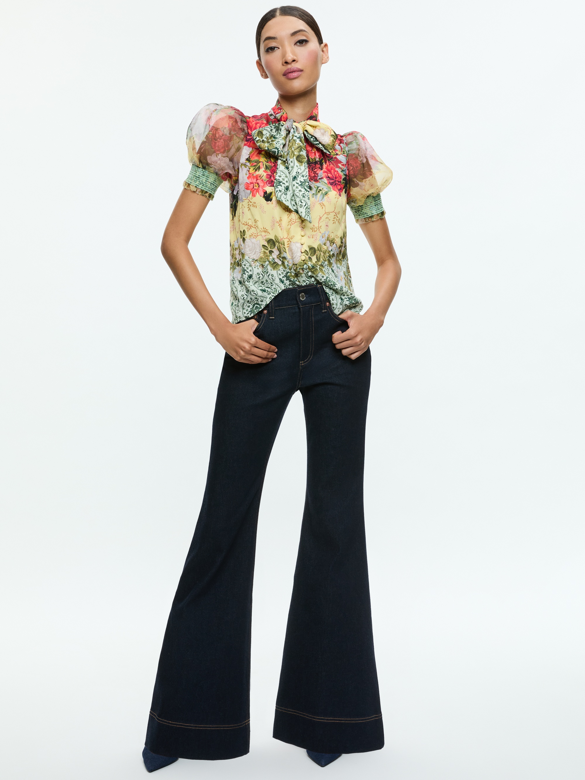 BRENTLEY TIE NECK PUFF SLEEVE BLOUSE - 3