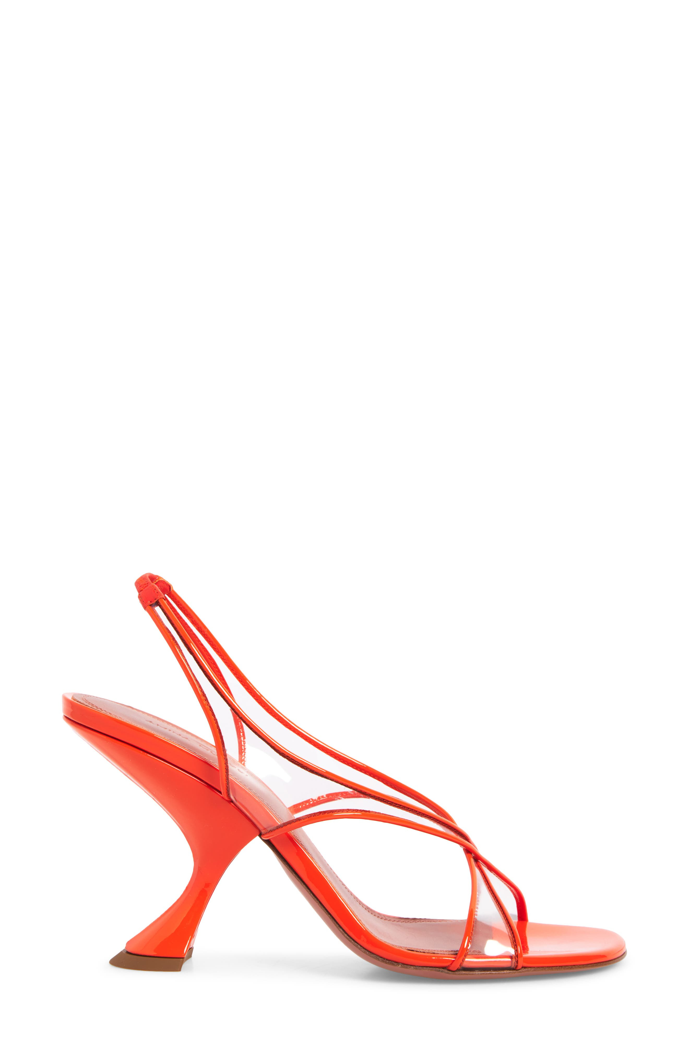 Amina Muaddi Lena Slingback Sandal in Patent Orange/Transparent at Nordstrom - 3