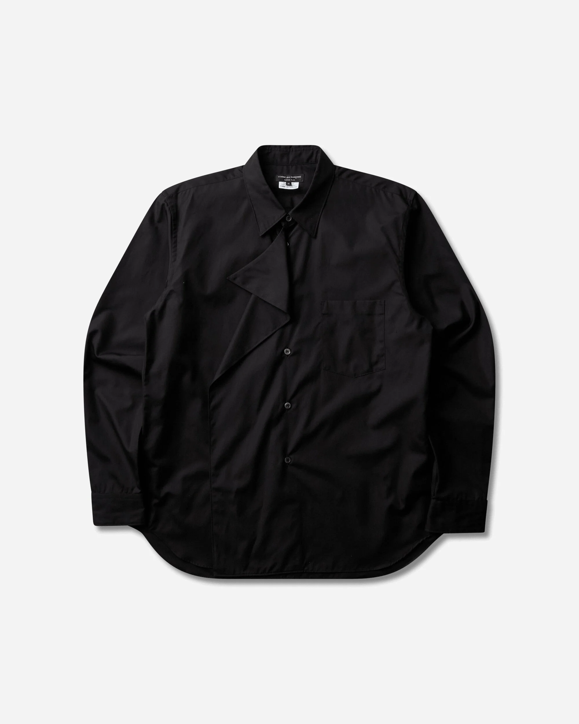 Men's Asymmetric Draped-Panel Shirt Black - 1