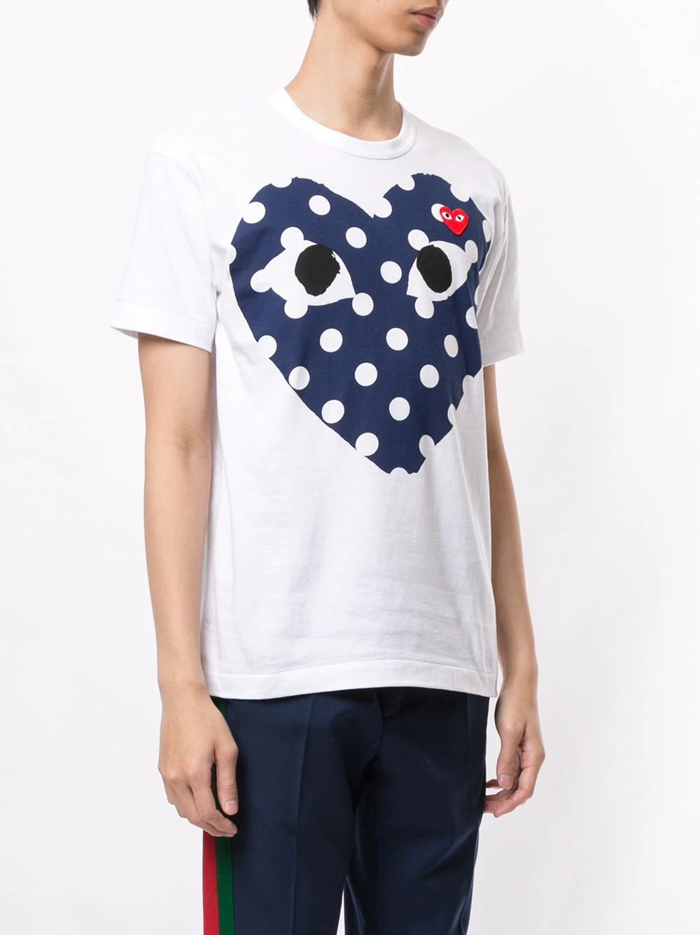 heart print crew neck T-shirt - 3