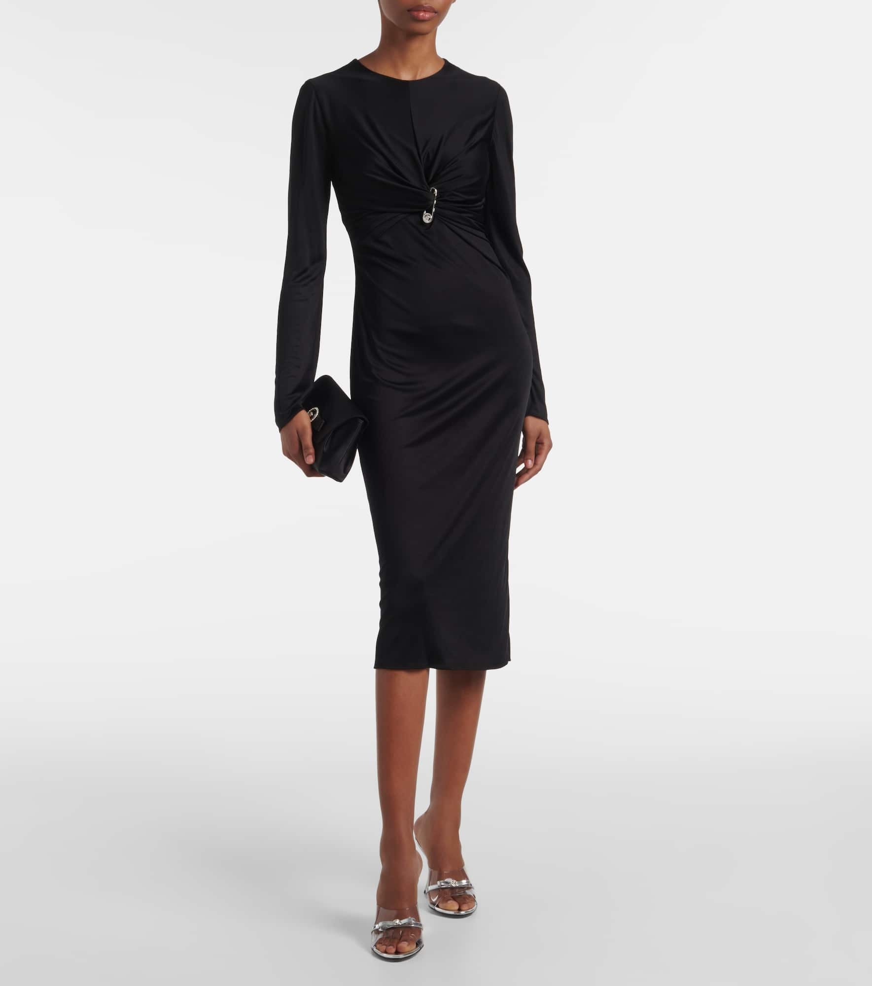 Safety Pin gathered jersey midi dress - 2