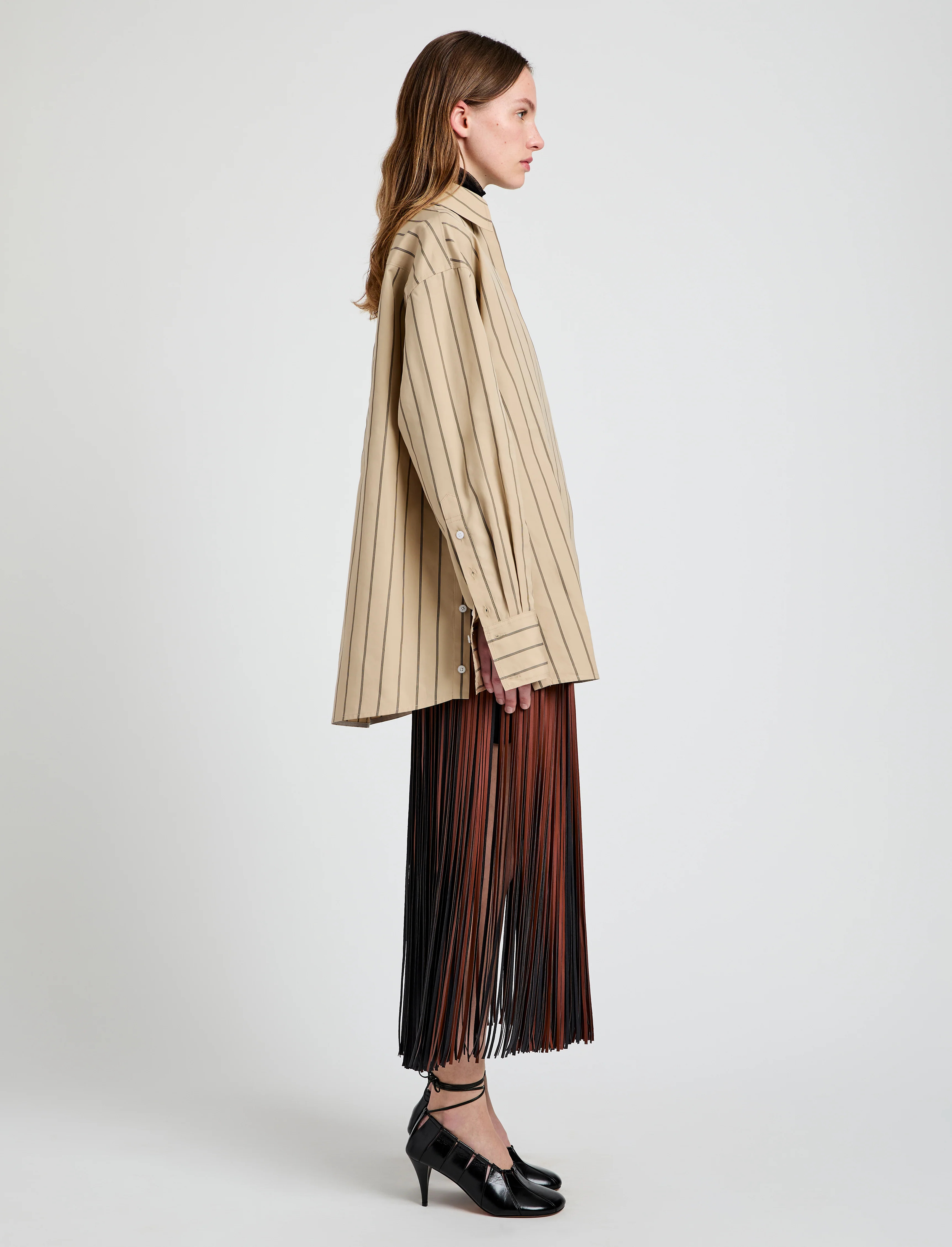 Veda Skirt in Faux Leather Fringe - 3