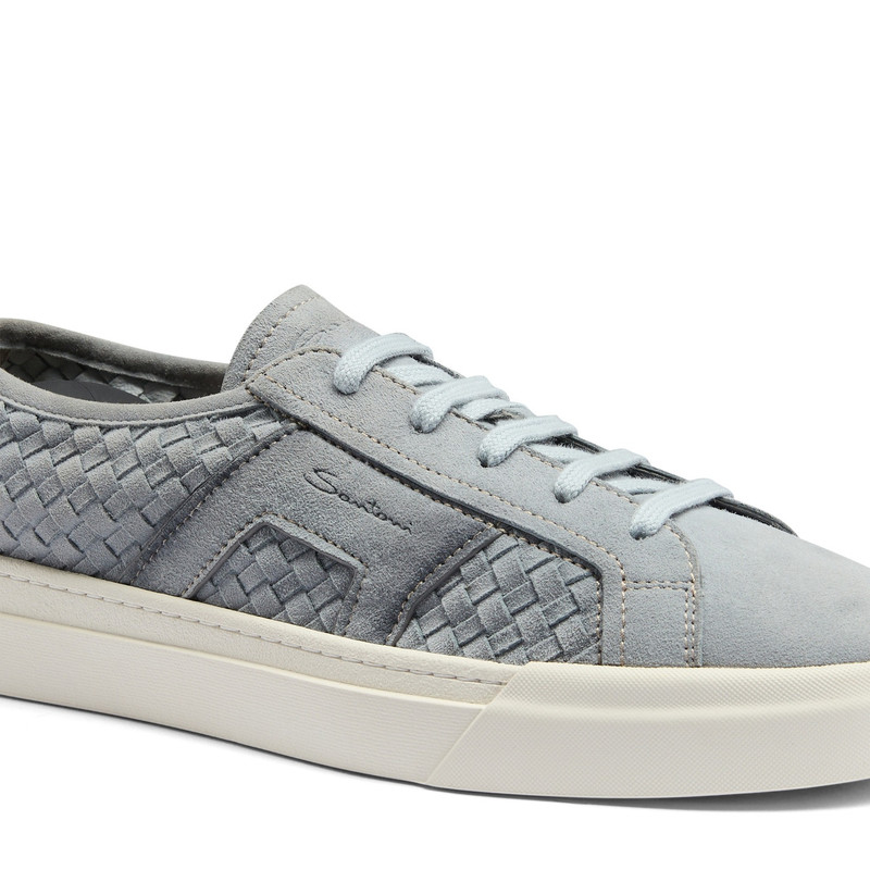 Men's light blue woven suede Double Buckle Sneaker 6