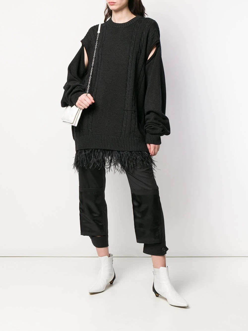 oversized feather trim sweater - 2