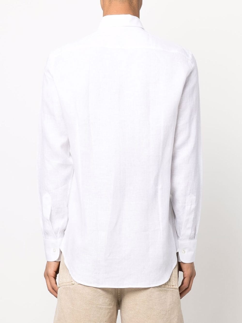 linen logo-embroidered shirt - 4