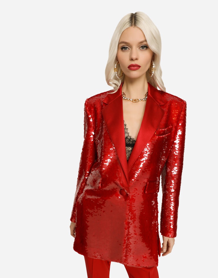 Single-breasted sequined jacket - 4