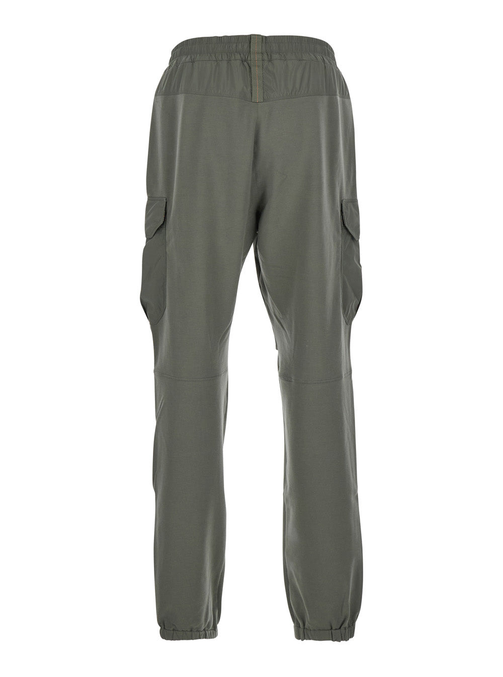 Parajumpers Men 'Kennet' Green Pants With Logo Patch On The Side And Elastic Drawstring Waist In Cot - 2