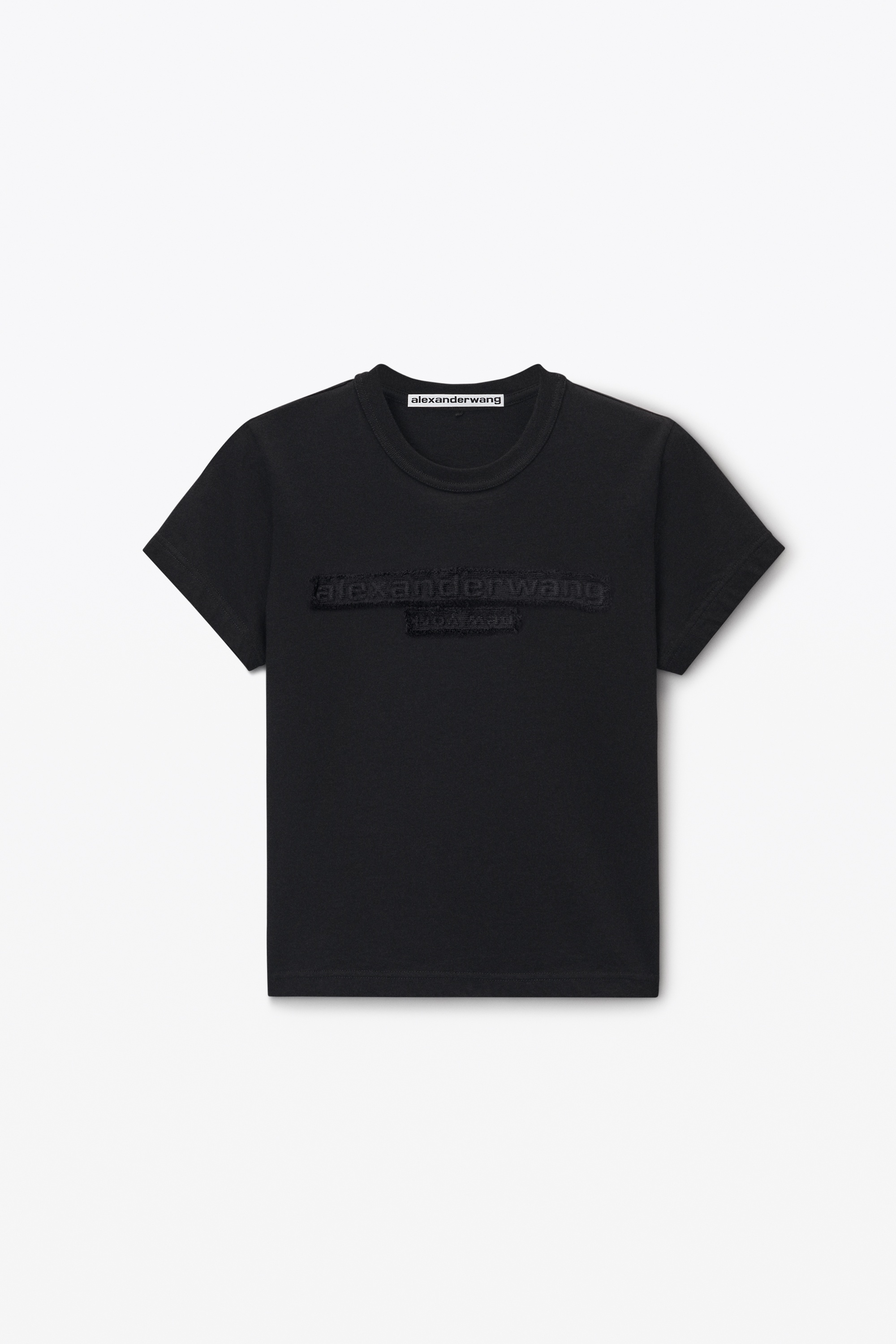 Alexander Wang Distressed Logo Shrunken Tee in Cotton Jersey | REVERSIBLE