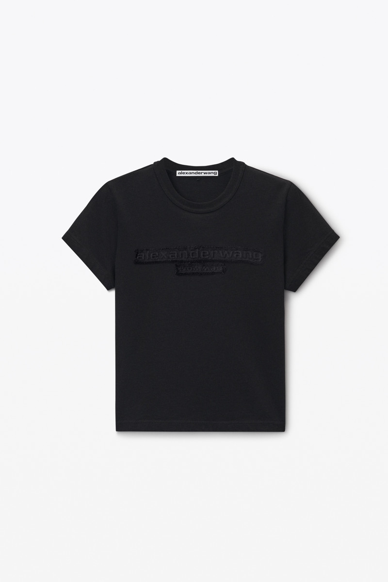 Distressed Logo Shrunken Tee in Cotton Jersey 1
