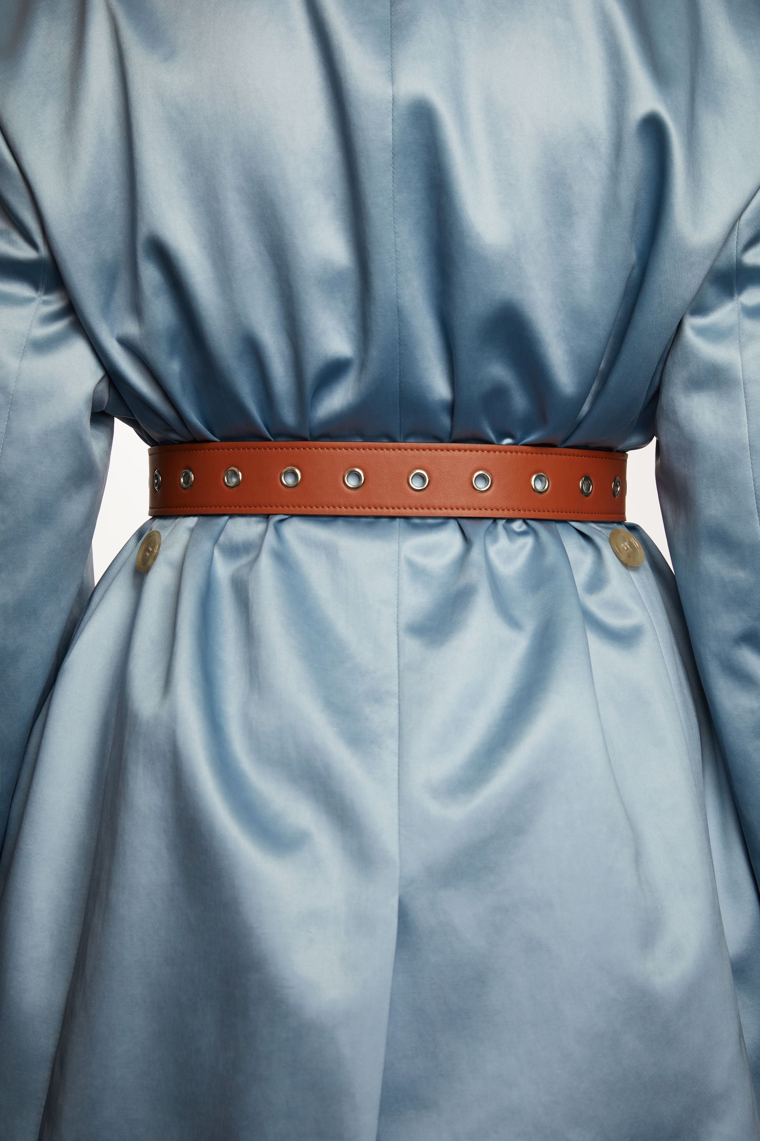 Leather eyelet belt almond brown - 5