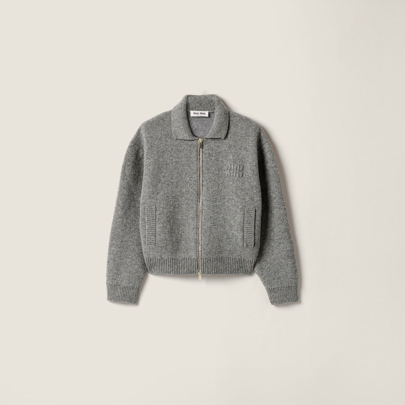 Shetland wool and cashmere zipper cardigan 1