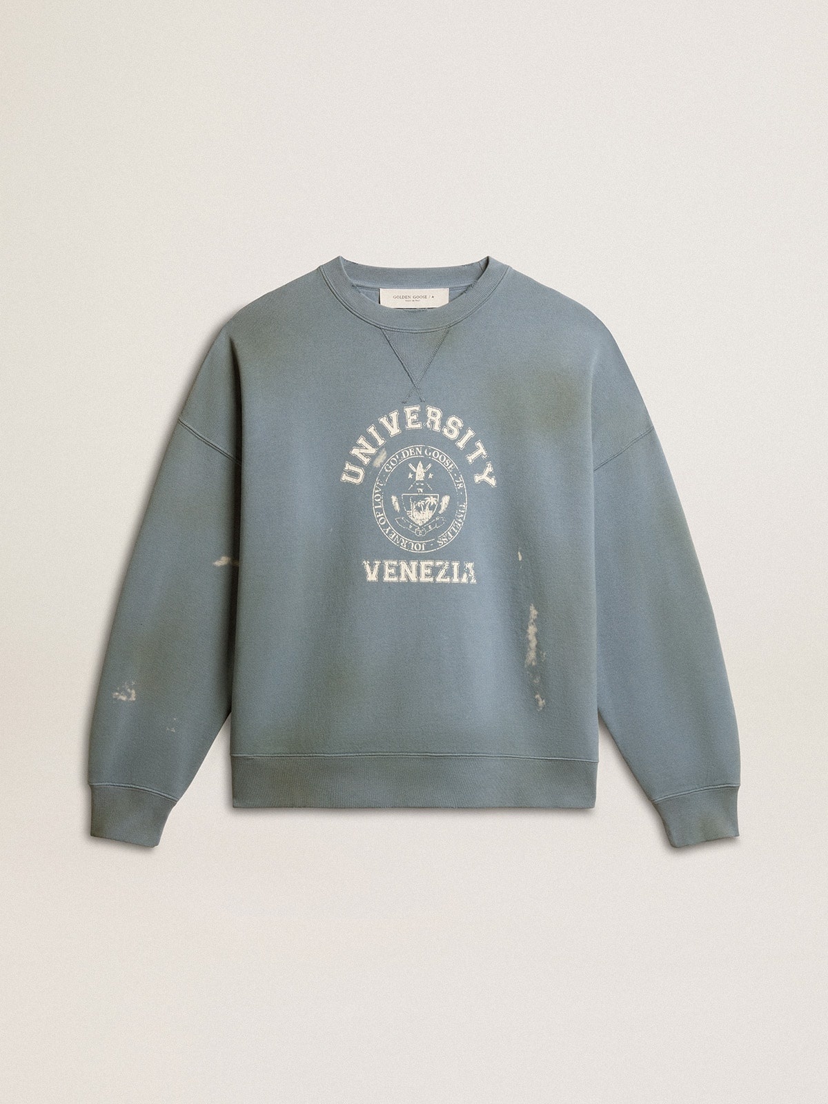 Oversized sweatshirt in baby blue with distressed finish - 1