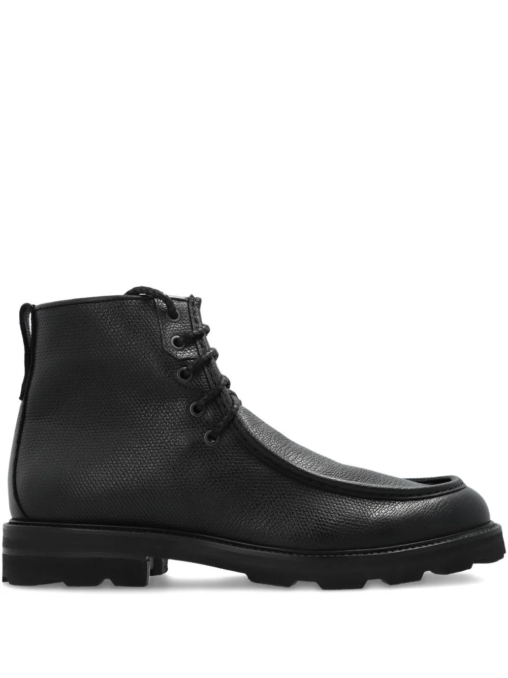 lace-up textured leather biker boots - 1