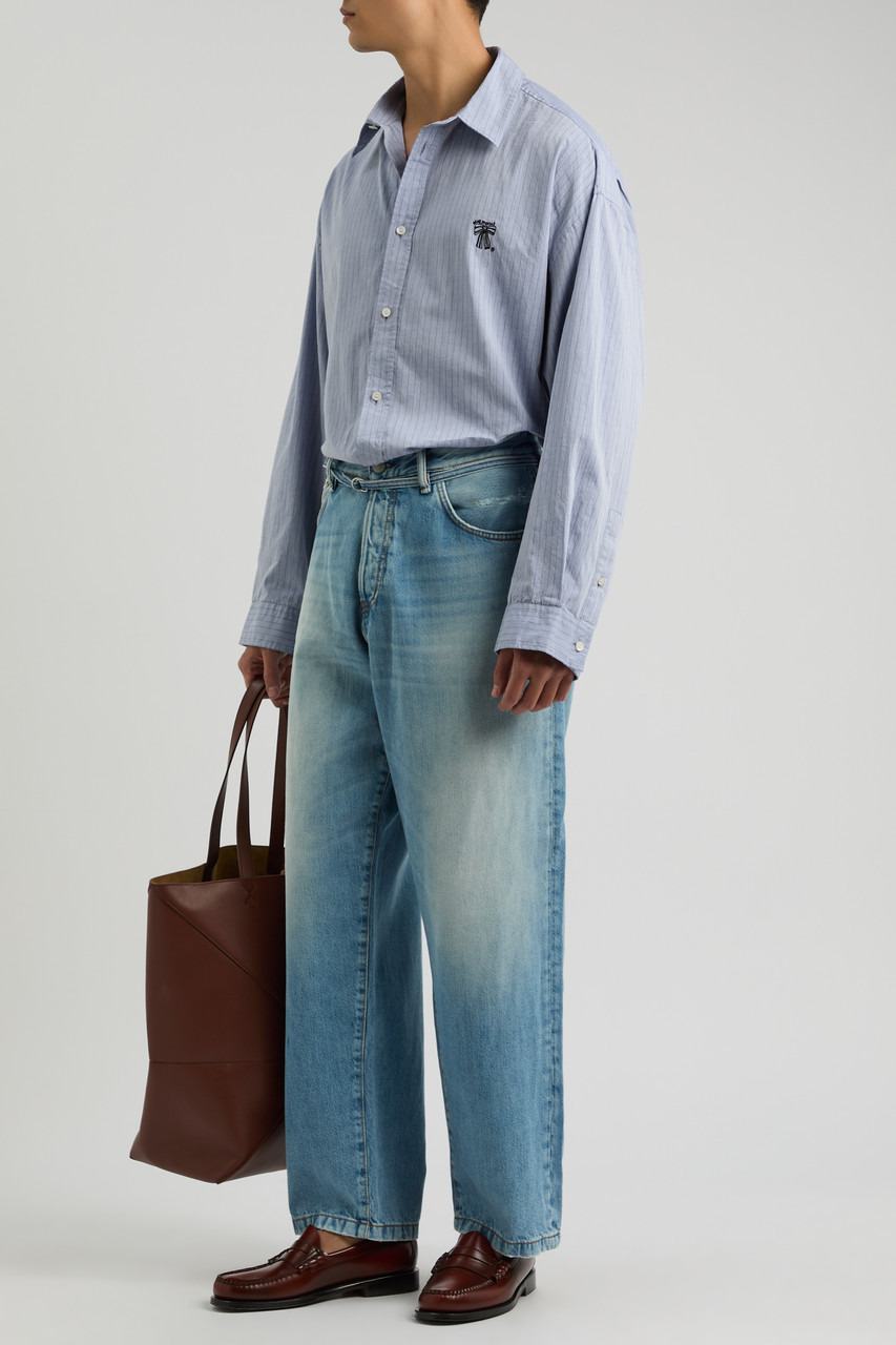Acne Studios Logo-embroidered Striped Cotton Shirt - 4