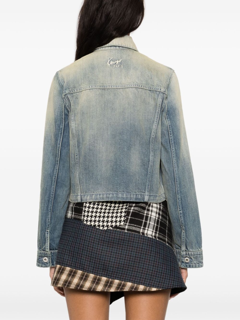 logo-embroidery denim jacket - 4