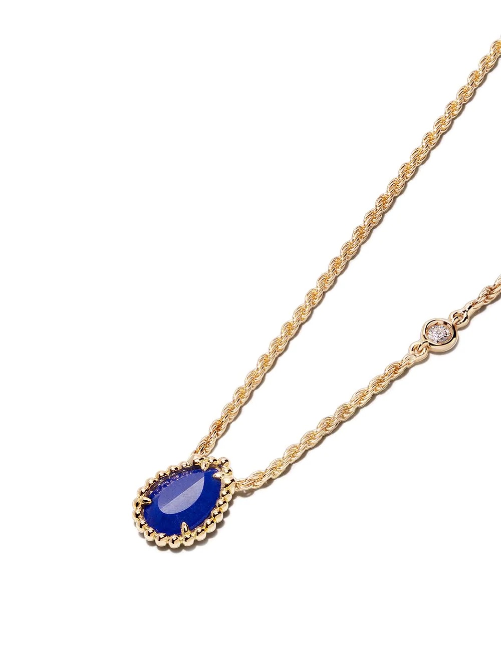 18kt yellow gold Serpent Bohème diamond and lapis lazuli teardrop XS motif pendant necklace - 3