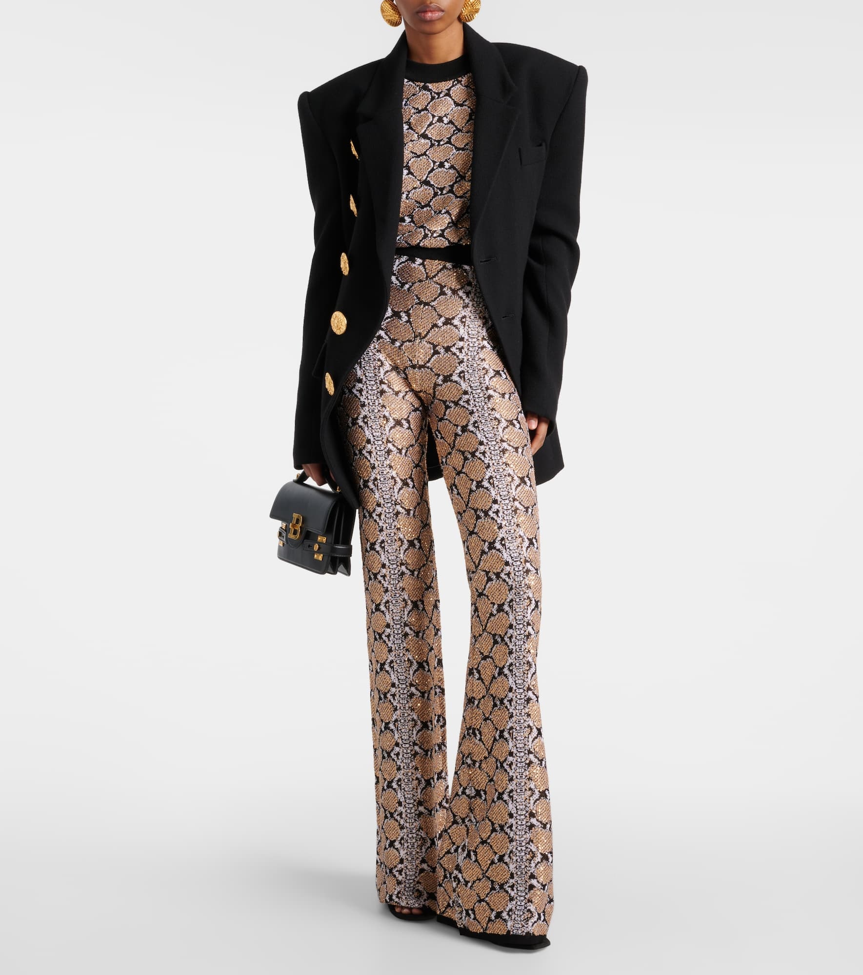 Snake-print flared pants - 2