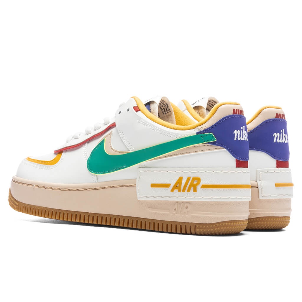 NIKE WOMENS AIR FORCE 1 SHADOW - SUMMIT WHITE/NEPTUNE GREEN/YELLOW - 3