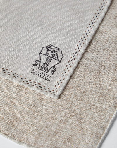 Brunello Cucinelli Silk pocket square with logo outlook