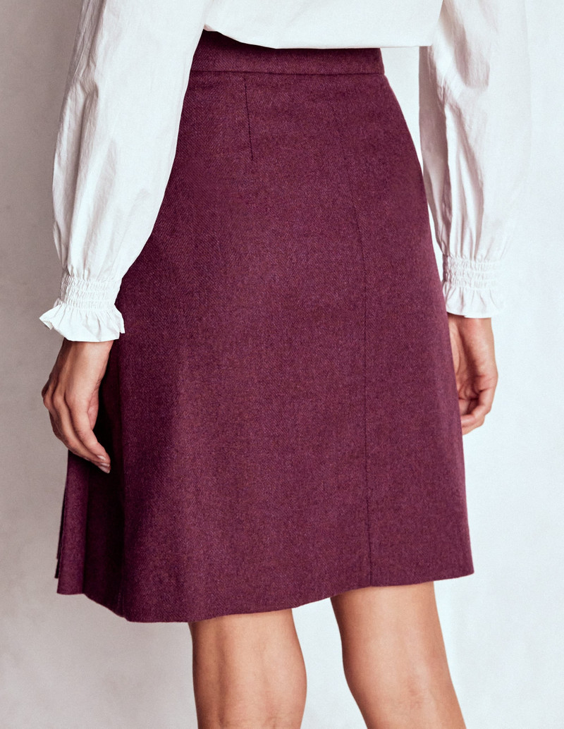 Helen Wool Kilt Skirt-Maroon and Purple Herringbone 4