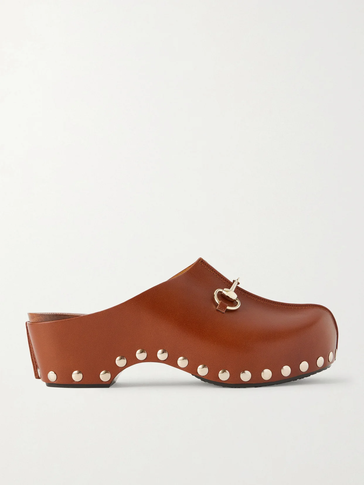 Embellished Studded Leather Clogs - 1