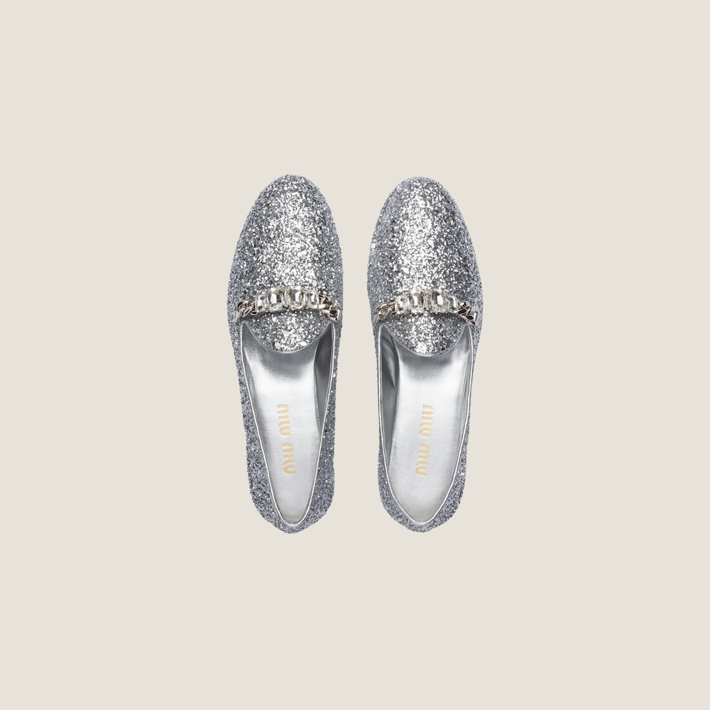 Glitter fabric loafers - 4