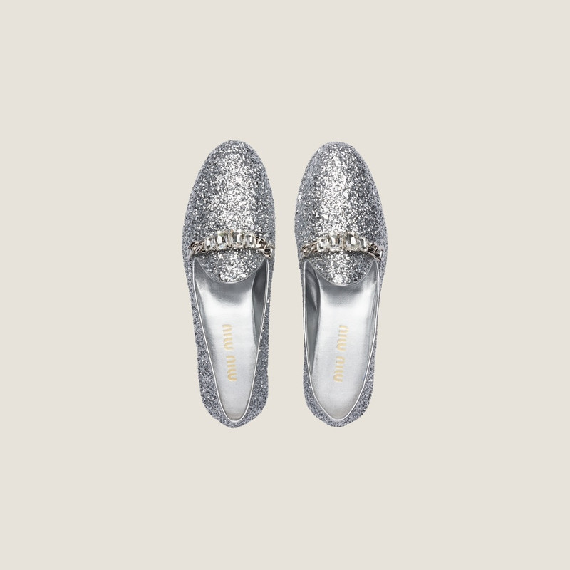Glitter fabric loafers 4