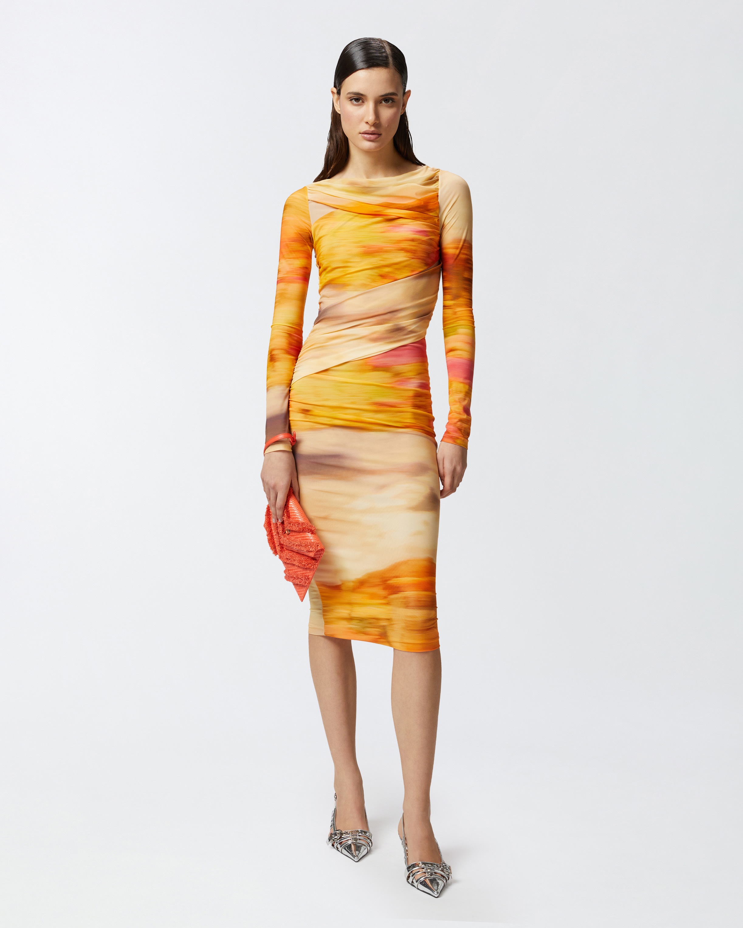 LANDSCAPE PRINT BODYCON MIDI DRESS - 2