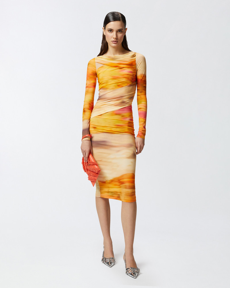 PINKO LANDSCAPE PRINT BODYCON MIDI DRESS outlook
