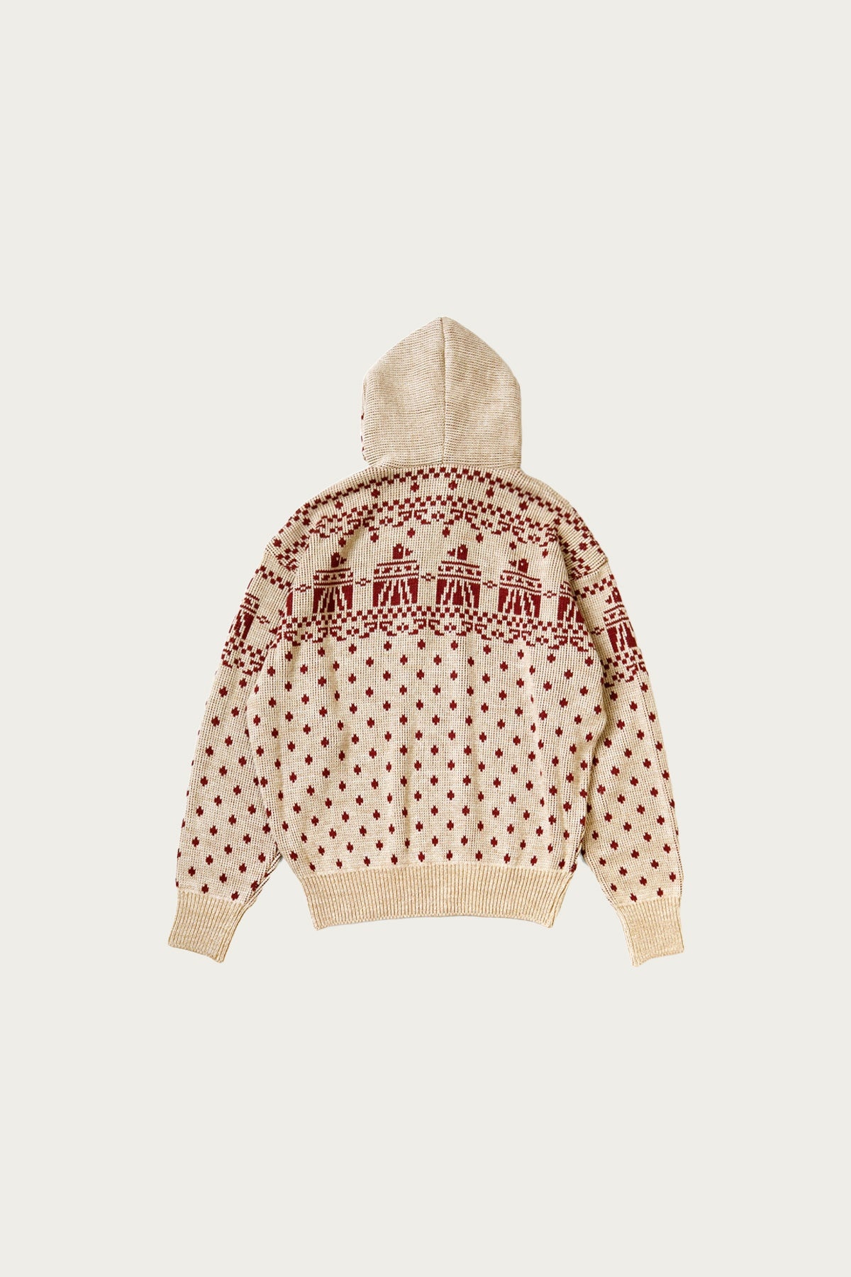 5G Jacquard Knit Hood Sweater - Red - 2