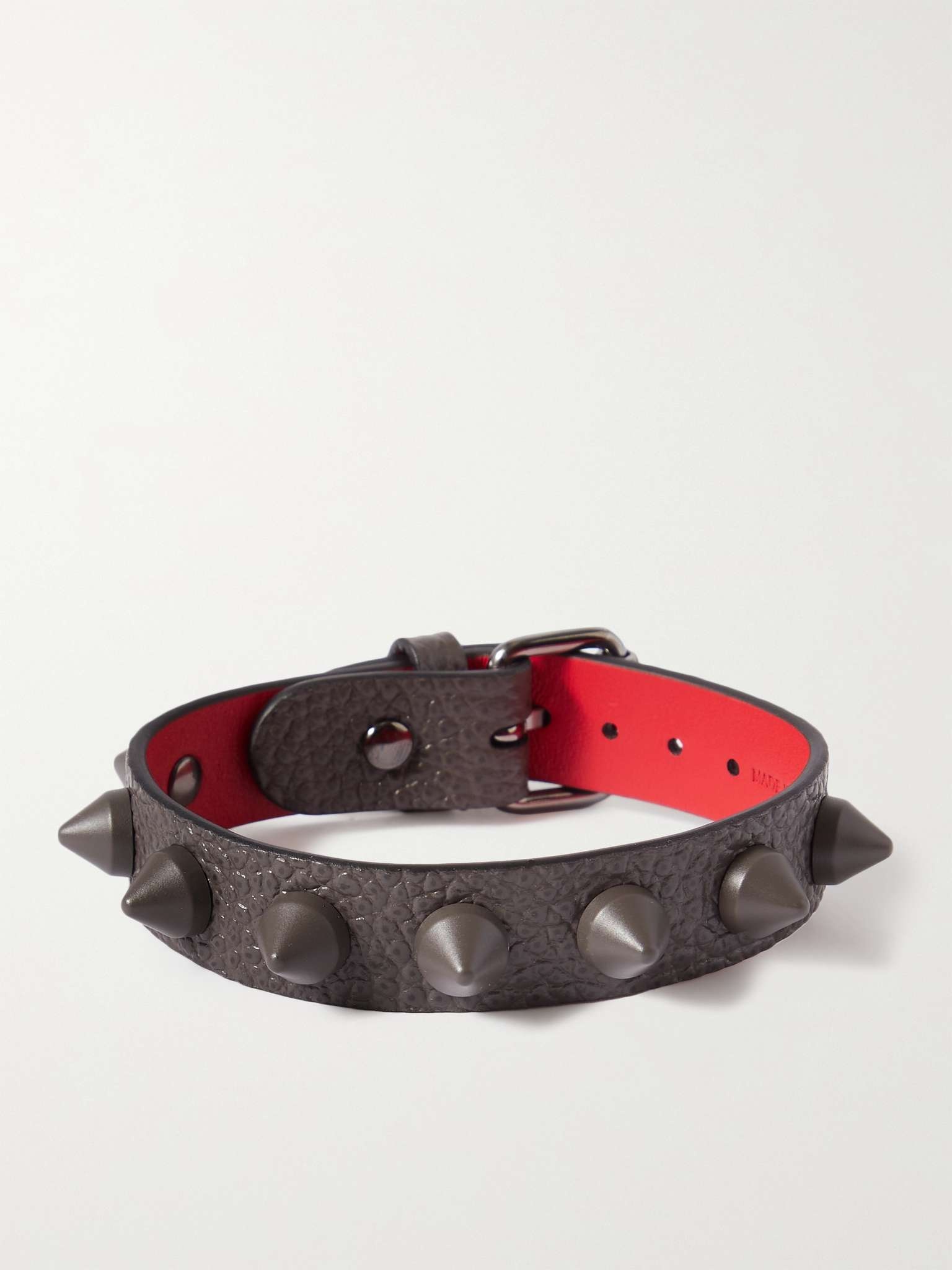 Spiked Full-Grain Leather Bracelet - 1