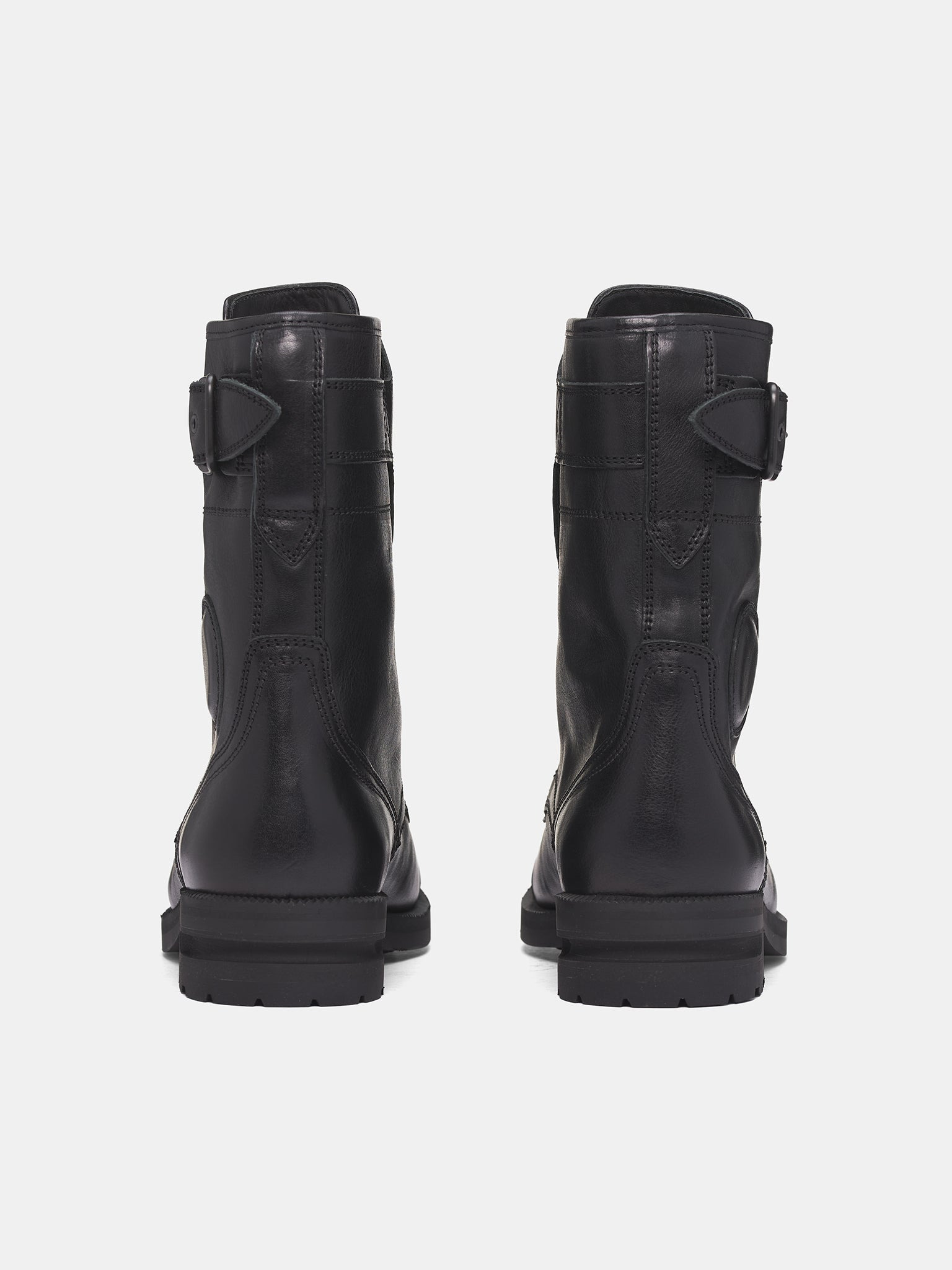 Black Leather Fitz Military Boots - 4