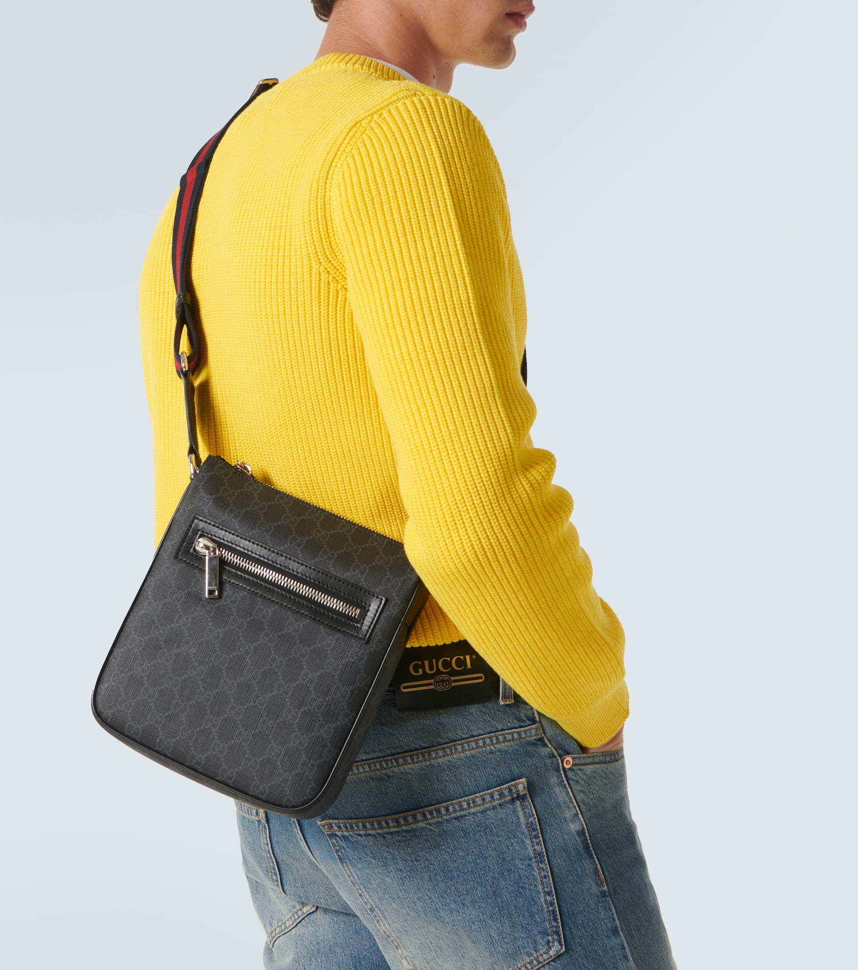 GG canvas leather-trimmed crossbody bag - 3