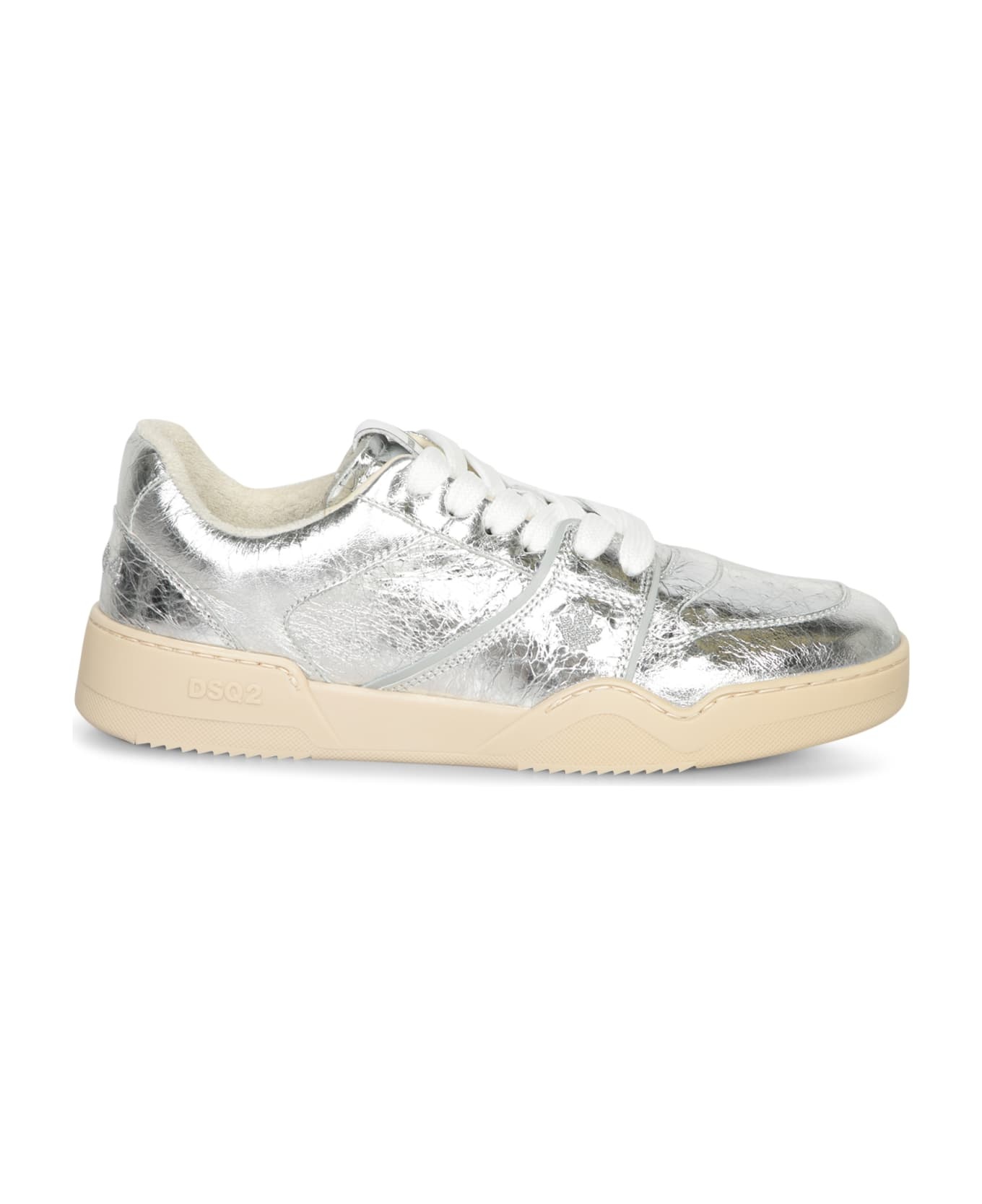 Silver Crackle Laminate Sneakers - 1