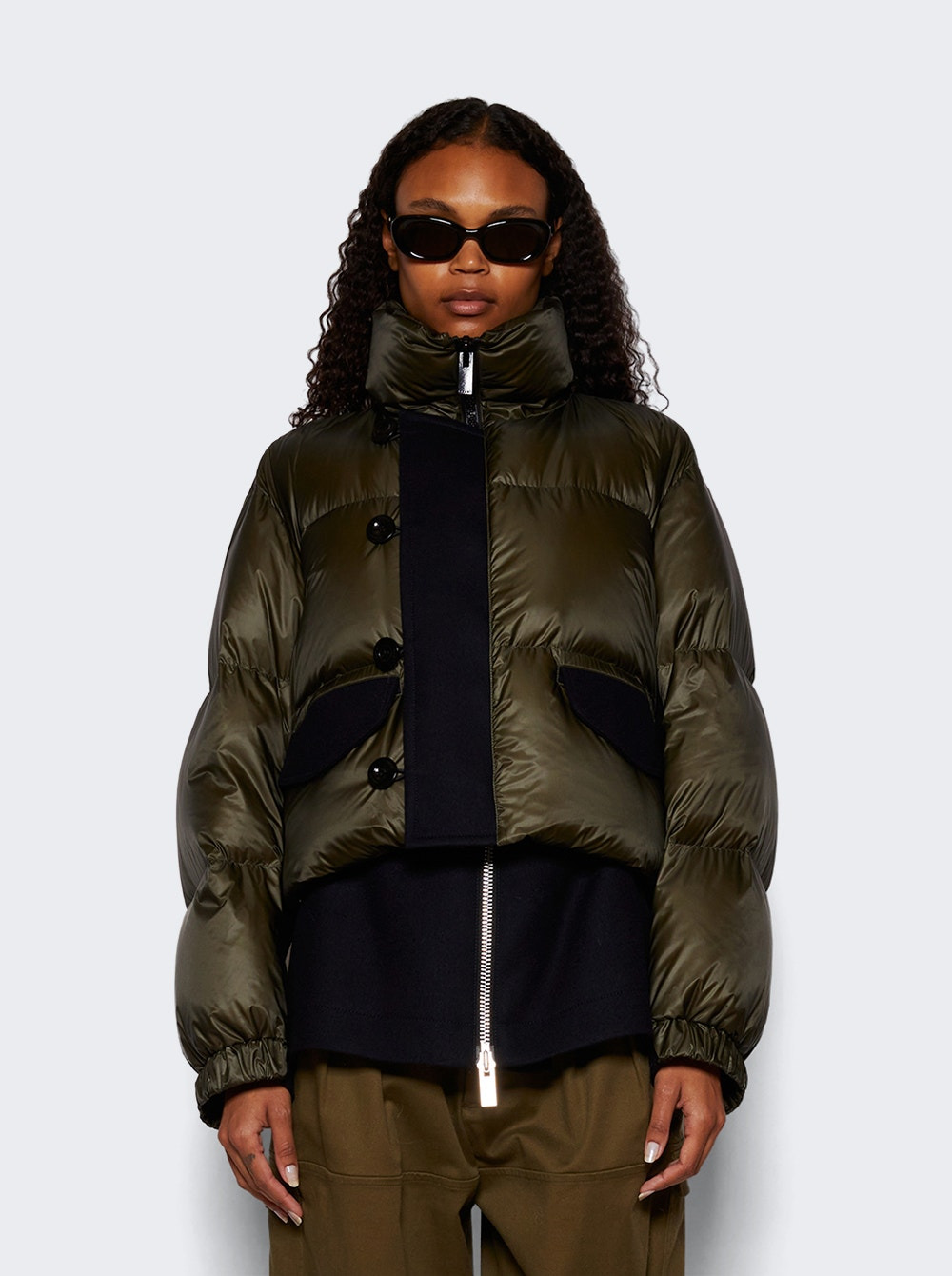 Padded Puffer Jacket Khaki And Navy - 3