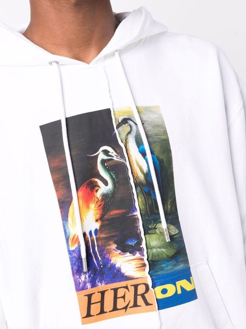 split-herons print hoodie - 5