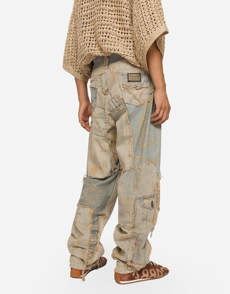 Straight-leg patchwork denim jeans - 5