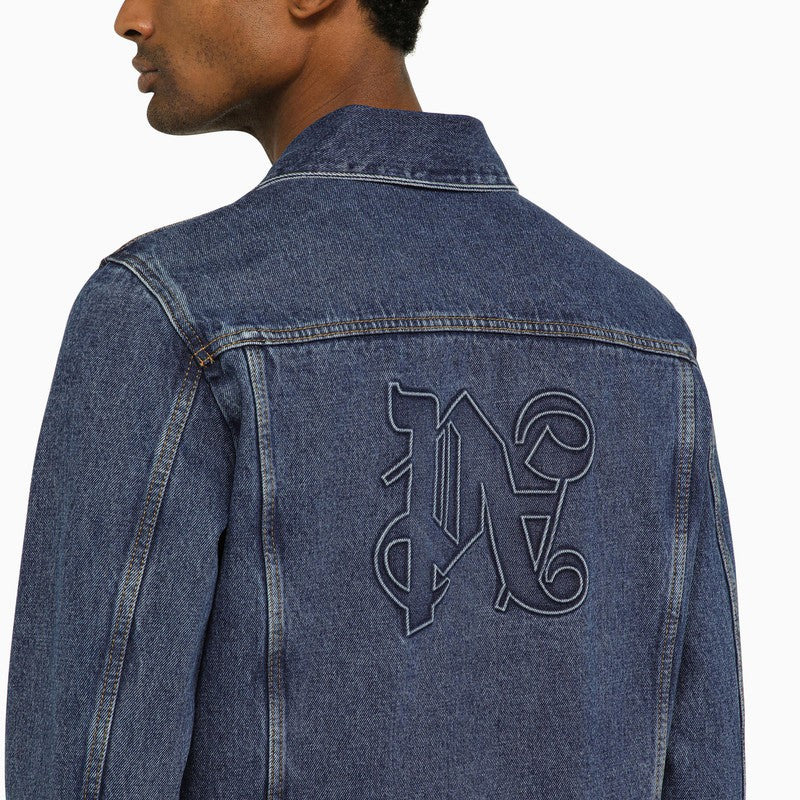 Palm Angels Blue Denim Jacket With Monogram Men - 3