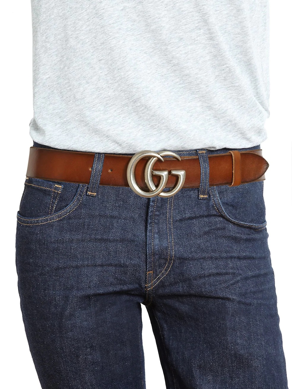 GG Buckle Leather Belt - 3